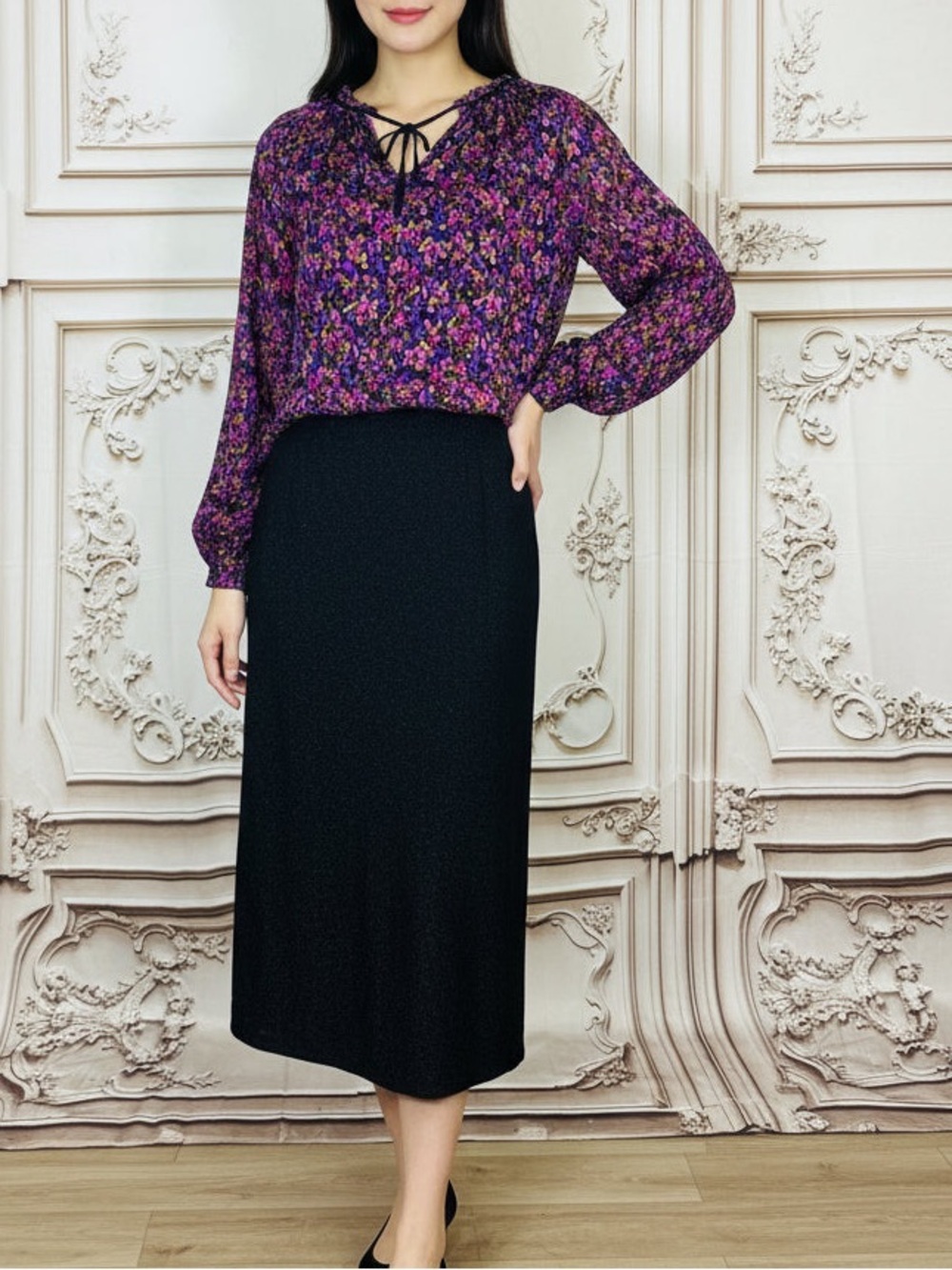 Democracy Purple Floral Blouse